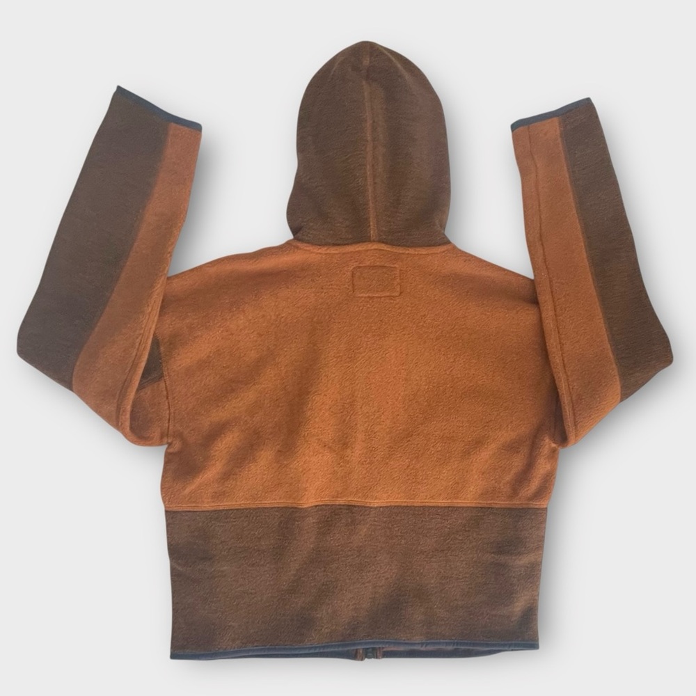 NEW UpWest Cropped Hoodie Jacket Womens Small Brown Sweater Sherpa Earthy Rustic - Picture 3 of 12